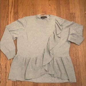 Eloquii grey ruffle front sweater